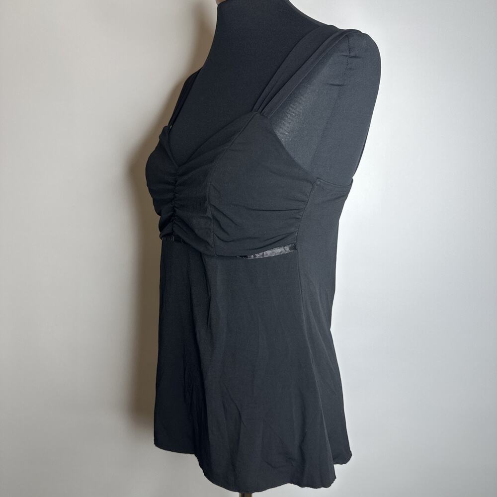Y2K BCX Black Babydoll Tank Top L Ruched Sweetheart Cami Grunge Goth Witchy EUC - Picture 4 of 10